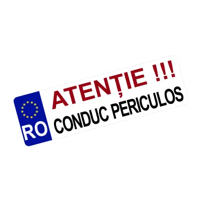 Atentie conduc periculos, autocolant, dimensiune 200x60mm, model 014